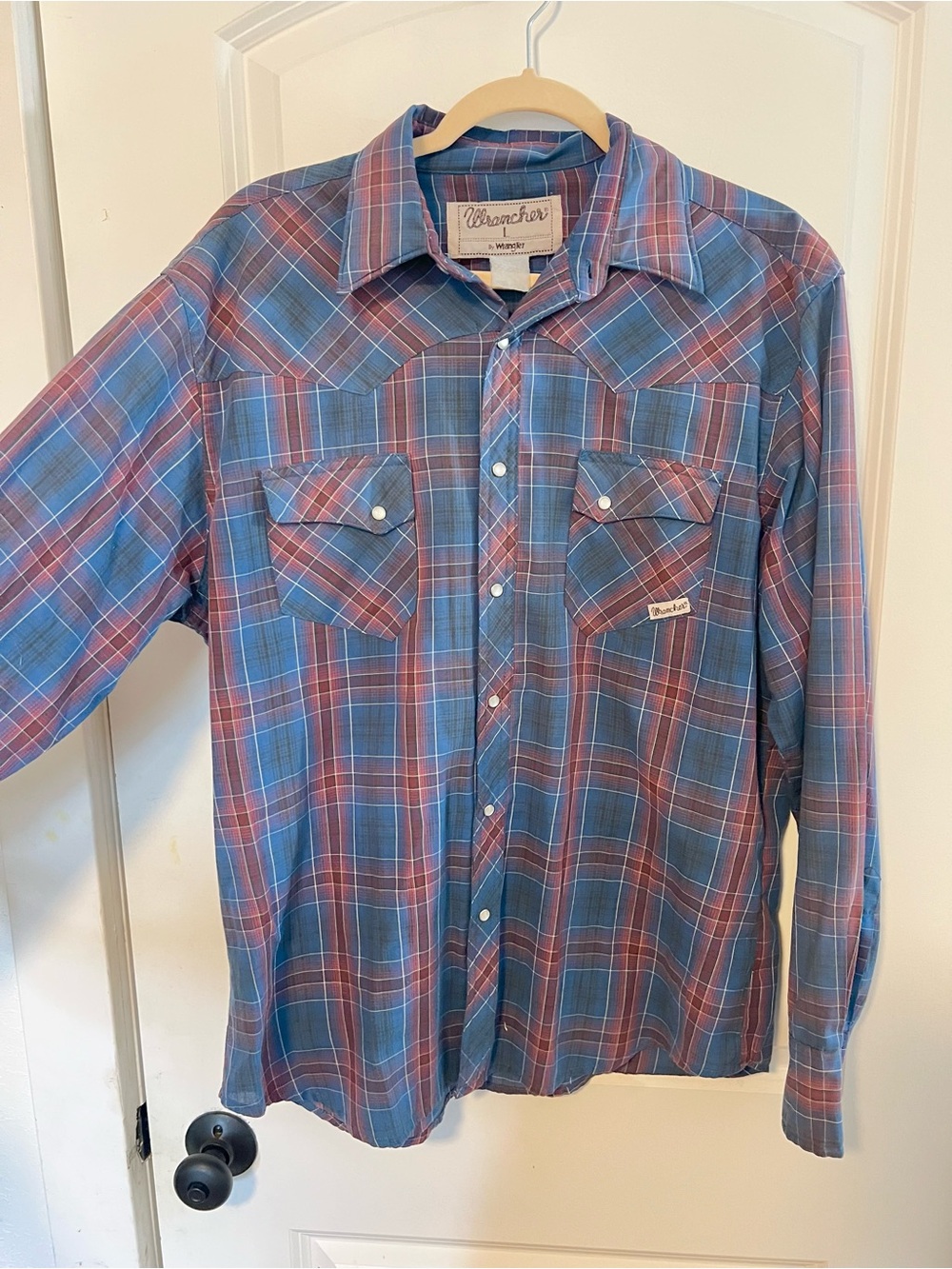 VNTG Wrancher by Wrangler Pearl Snap Button Down Western Workwear Plaid